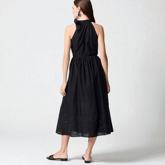 J. Crew Tie-neck midi dress with eyelet trim Size 8 - Picture 2 of 11